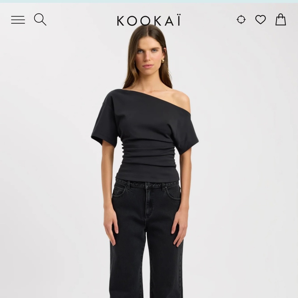 Kookai Black Off-Shoulder Top